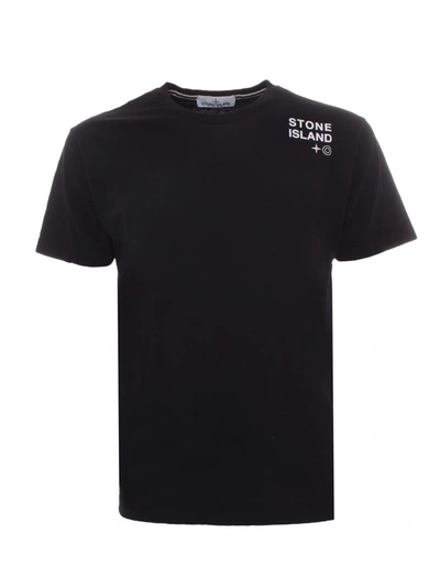 Shop Stone Island Logo Lettering T-shirt In Black