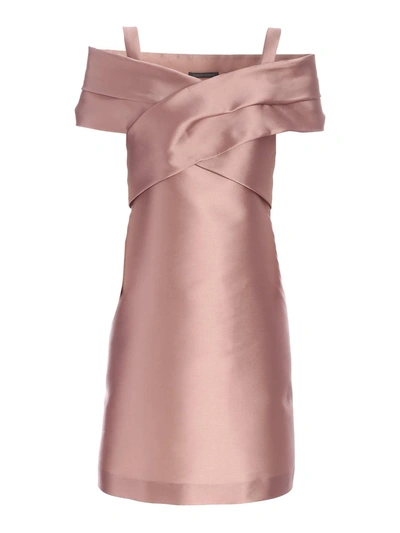 Shop Alberta Ferretti Weave Detail Dress In Antique Pink