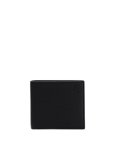 Shop Loewe Grainy Leather Bi-fold Wallet In Black