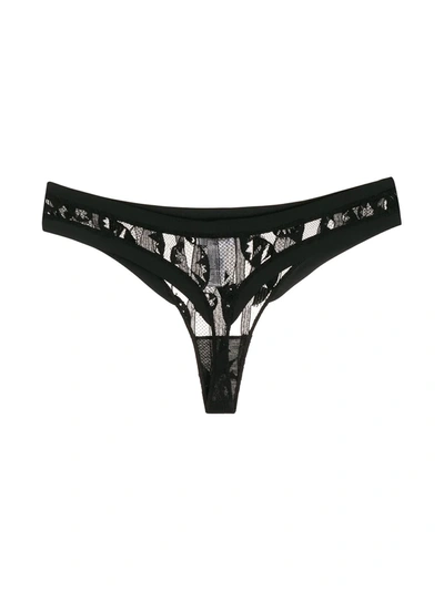 Eres Résille Lace-trimmed Stretch-jersey Thong In Black