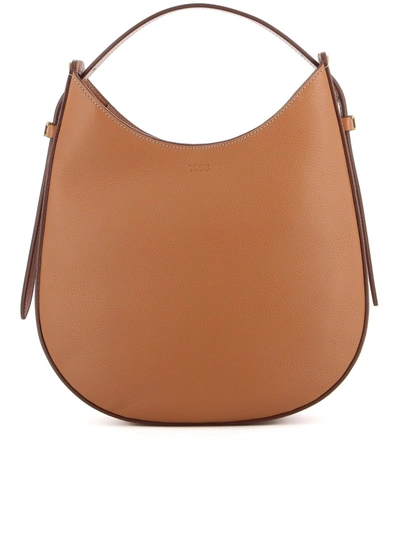 Shop Tod's Grained Leather Small Hobo Bag In Brown