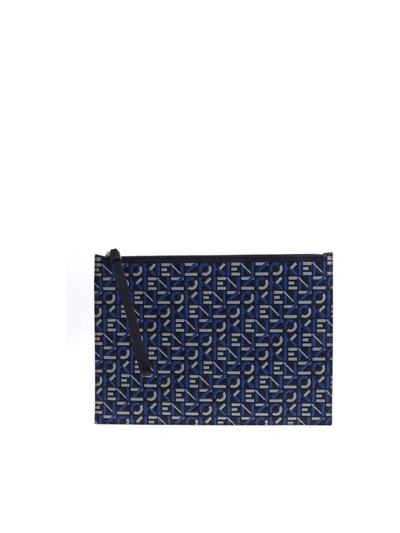 Shop Kenzo Monogram Large Clutch Bag In Blue
