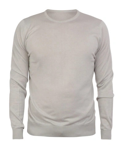 Shop John Smedley Cotton Crew Neck Sweater In Light Grey