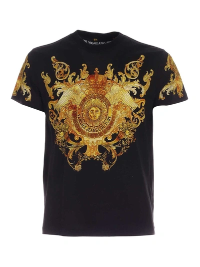 Shop Versace Jeans Couture Rococo Pattern T-shirt In Black