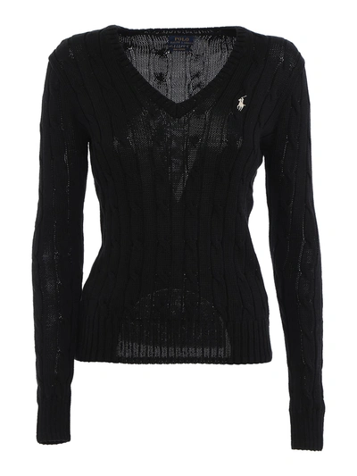 Shop Polo Ralph Lauren Cable-knit Cotton Jumper In Black