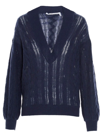 Shop Agnona Cable-knit Sweater In Blue
