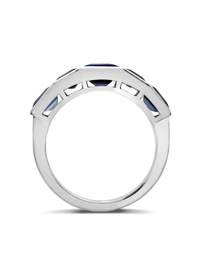 Pragnell 18kt White Gold Carre Cut Sapphire Ring In Silver