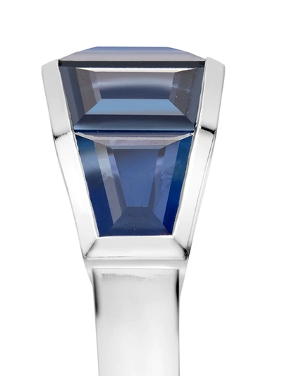 Pragnell 18kt White Gold Carre Cut Sapphire Ring In Silver