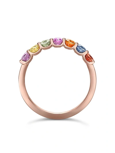 Pragnell 18kt Rose Gold Sapphire Rainbow Ring In Pink