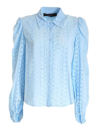 Shop Federica Tosi Lace Shirt In Light Bue In Light Blue