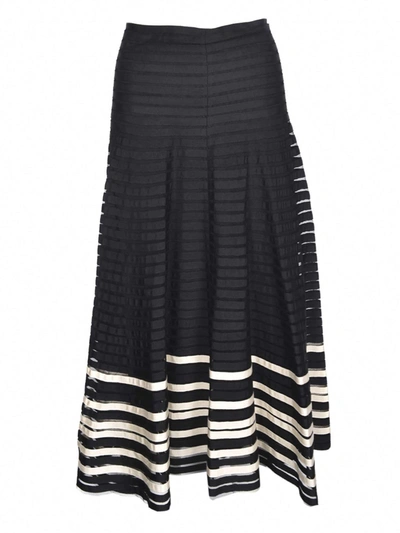 Shop Red Valentino Tulle And Ribbons Skirt In Black