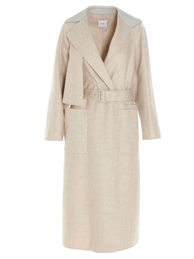 Shop Agnona Ultralight Belted Coat In Sand Color In Beige