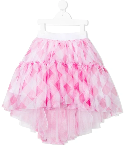 Shop Monnalisa Plaid Tulle Skirt In Pink