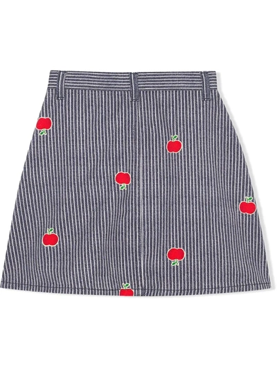 Shop Gucci Apple Striped Skirt In Blue