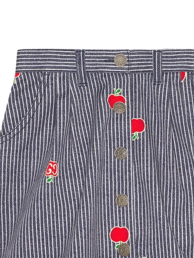 Shop Gucci Apple Striped Skirt In Blue
