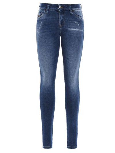 Shop Diesel Super Skinny Slandy Jeans In Blue