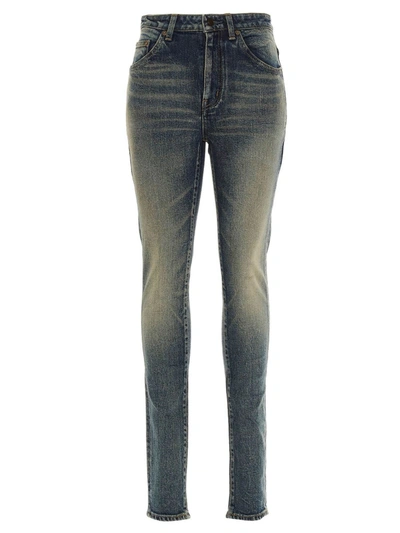 Shop Saint Laurent Skinny Jeans In Blue