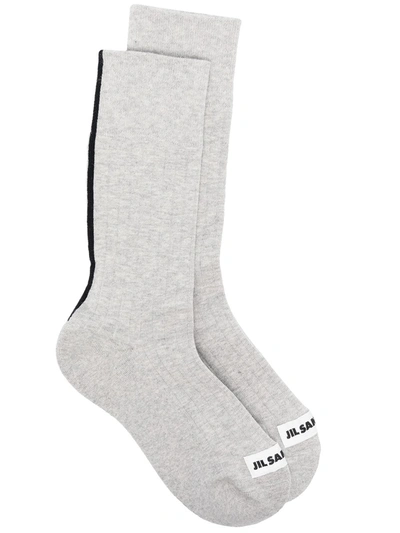 Shop Jil Sander Logo-patch Socks In Grey