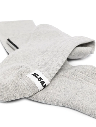Shop Jil Sander Logo-patch Socks In Grey