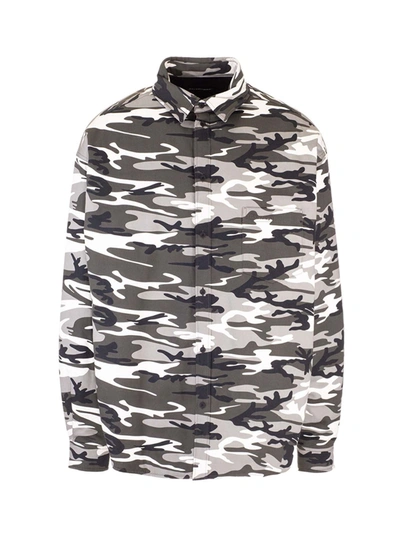 Shop Balenciaga Camouflage Shirt In Gray In Grey