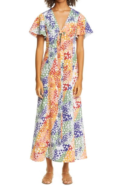 Shop Adeam Giraffe Print Tie Bodice Dress In Multi