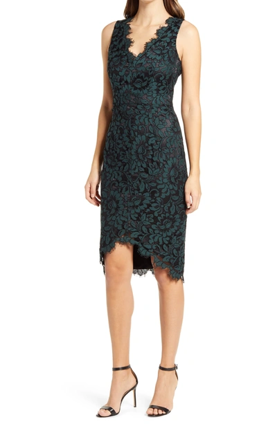 Shop Eliza J Tulip Hem Lace Cocktail Dress In Hunter