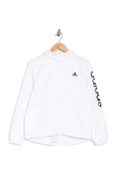 Shop Adidas Originals Linear Windbreaker In White/black