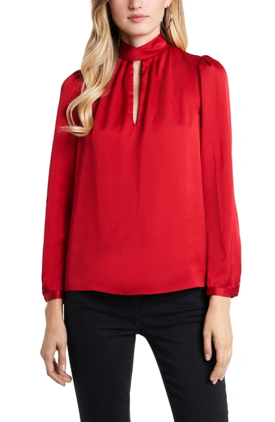 Shop 1.state 1. State Keyhole Charmeuse Blouse In Vibrant Red