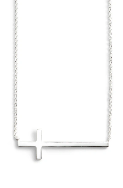 Shop Argento Vivo Modern Sideways Cross Pendant Necklace In Silver