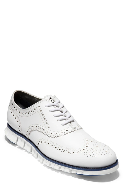 Shop Cole Haan Zerøgrand Leather Wingtip Oxford In Optic Whit