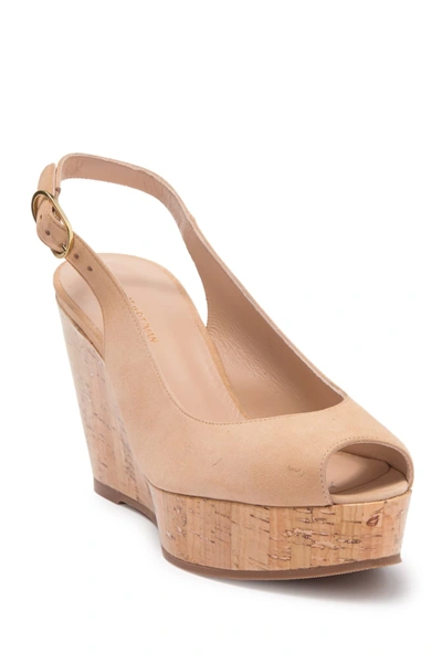 Shop Stuart Weitzman Rinna Platform Wedge Pump In Adobe