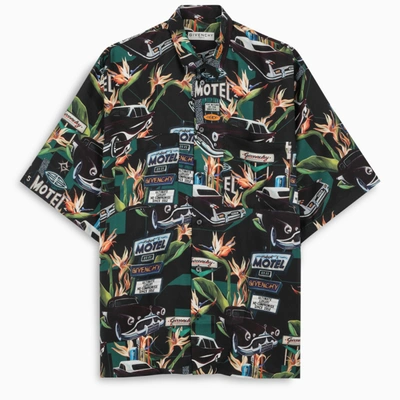 Shop Givenchy Black/green Hubert's Motel Print Shirt In Multicolor