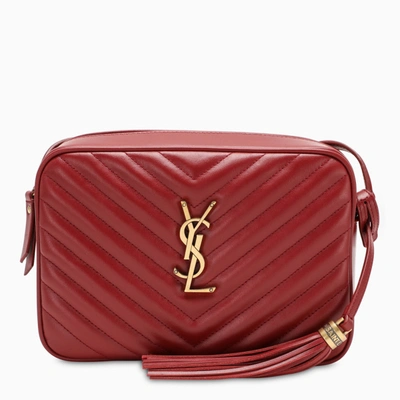 Shop Saint Laurent Red/gold Medium Lou Bag