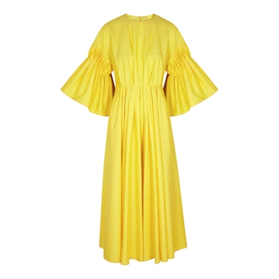 Shop Roksanda Iosefina Yellow Flared Poplin Midi Dress