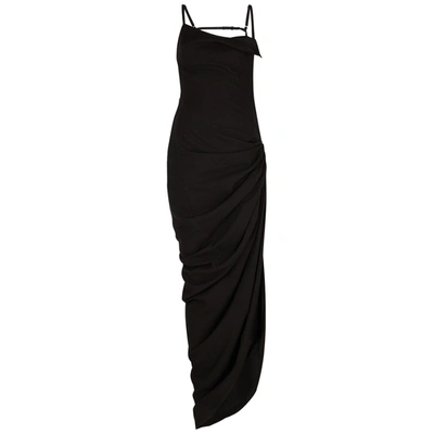 Shop Jacquemus La Robe Saudade Black Twill Maxi Dress