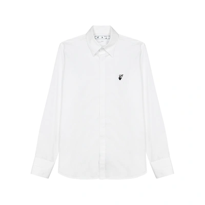 Shop Off-white White Cotton-poplin Shirt In White And Black