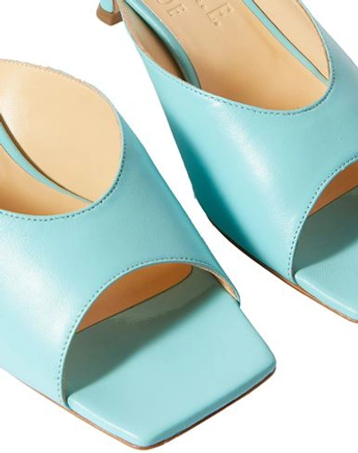 Shop A.w.a.k.e. A. W.a. K.e. Mode Woman Sandals Turquoise Size 6 Soft Leather In Blue