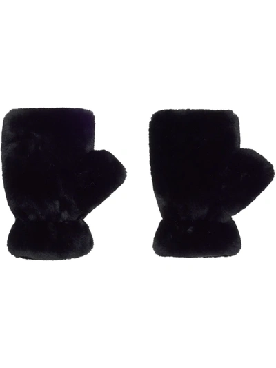Shop Apparis Ariel Faux-fur Mittens In Black