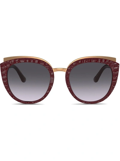 Shop Dolce & Gabbana Family Cat-eye Frame Sunglasses In Purple