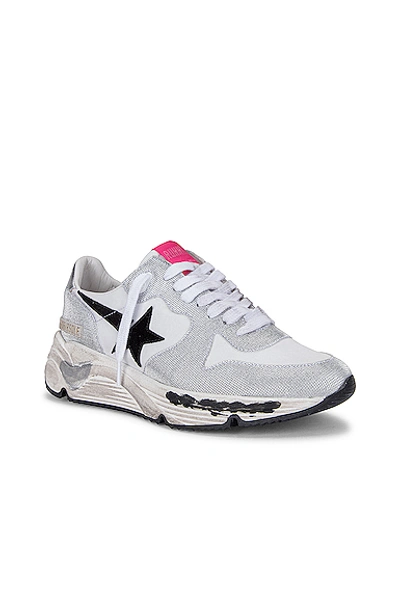 Shop Golden Goose Running Sole Sneaker In Silver  White & Black