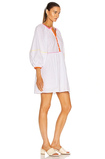 Shop Staud Mini Demi Dress In White & Multi