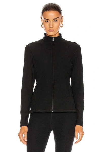 Shop Beyond Yoga Spacedye On The Go Mock Neck Jacket In Darkest Night