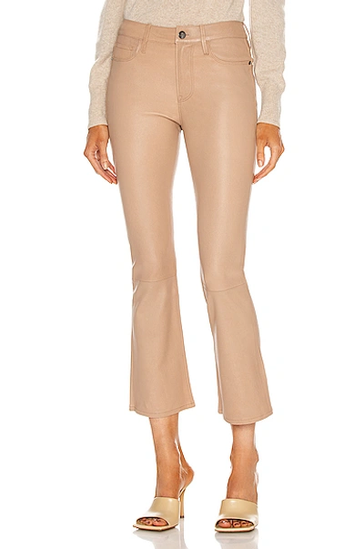 Shop Frame Le Crop Mini Boot Leather Pant In Toasted Almond