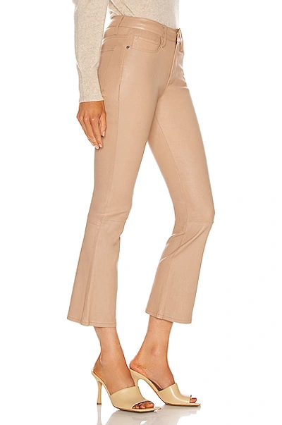 Shop Frame Le Crop Mini Boot Leather Pant In Toasted Almond