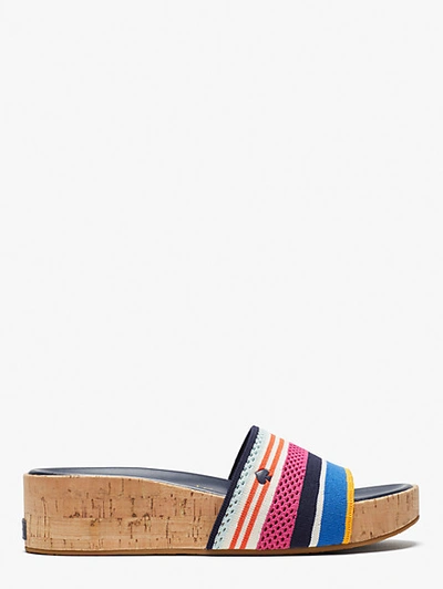 Shop Kate Spade Breeze Striped Platform Slide Sandals In Oceanside Multi