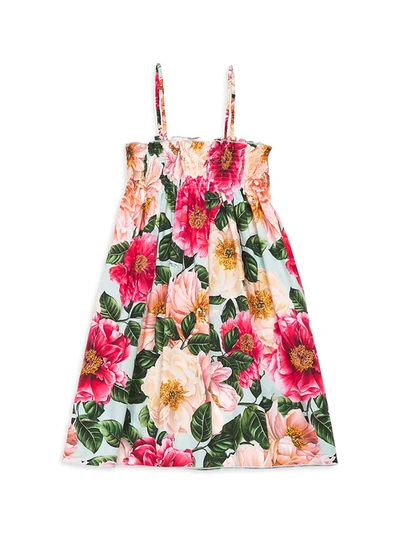 Shop Dolce & Gabbana Little Girl's & Girl's Floral Smocked Cotton Dress