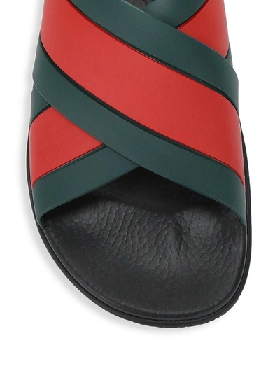 Shop Gucci Men's Rubber Slide Sandals In Bedred