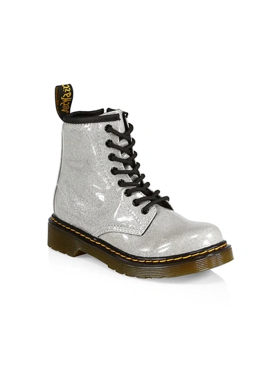 Shop Dr. Martens Little Girl's & Girl's 1460 Glitter Combat Boots In Silver