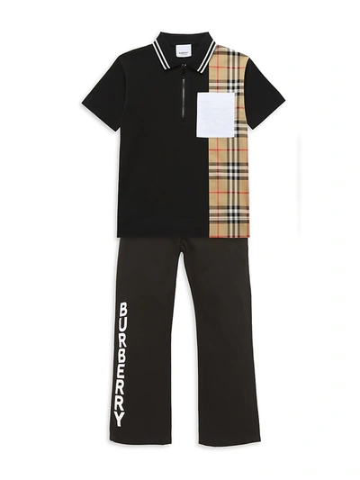 Shop Burberry Little Boy's & Boy's Matthew Vintage Check Polo Shirt In Black