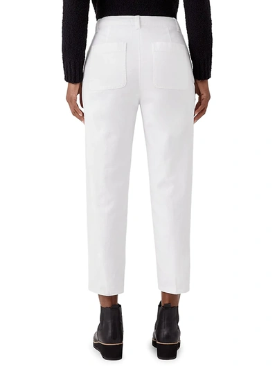 Shop Eileen Fisher High-waist Tapered Ankle Pants In Khaki